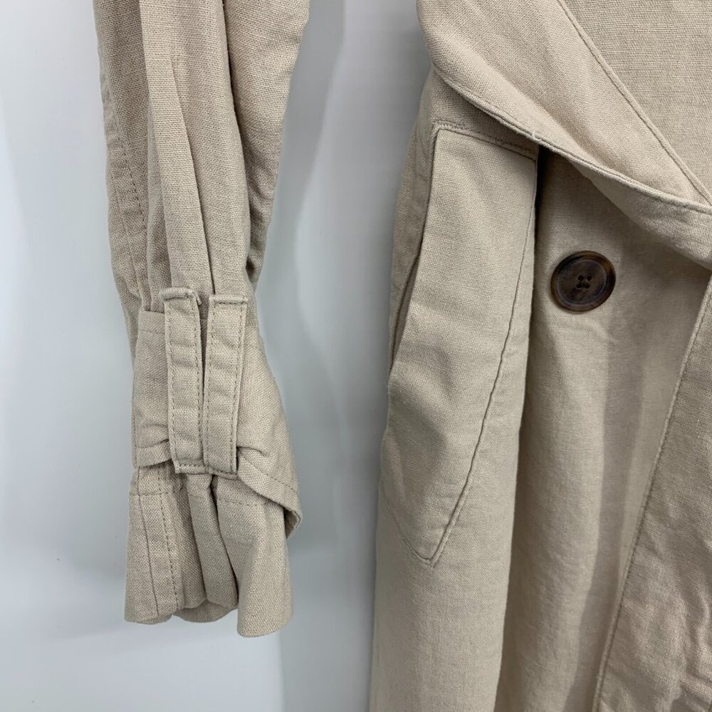 A New Day Trench Coat Linen Blend Double Breasted Jacket NWT - Picture 4 of 11